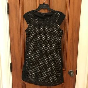 Black and nude eyelet dress